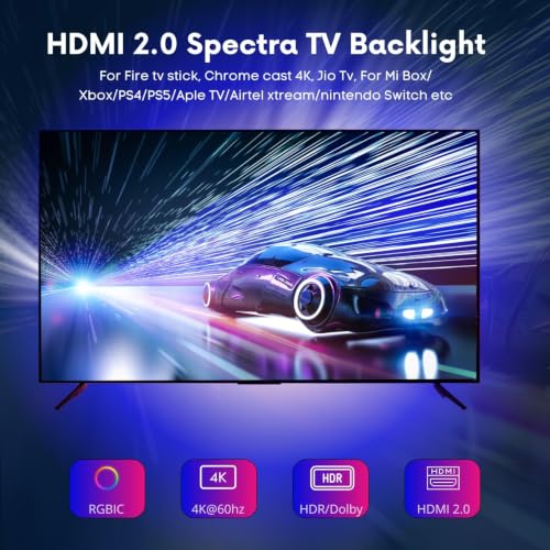 Image of HDMI Sync Box 2.0 - TV LED Backlight for 24 inch TVs with Screen Sync with Smart Life App. Google, Alexa Support and 4K, HDR Output. Enhance Your TV, Gaming, Entertainment Experience.