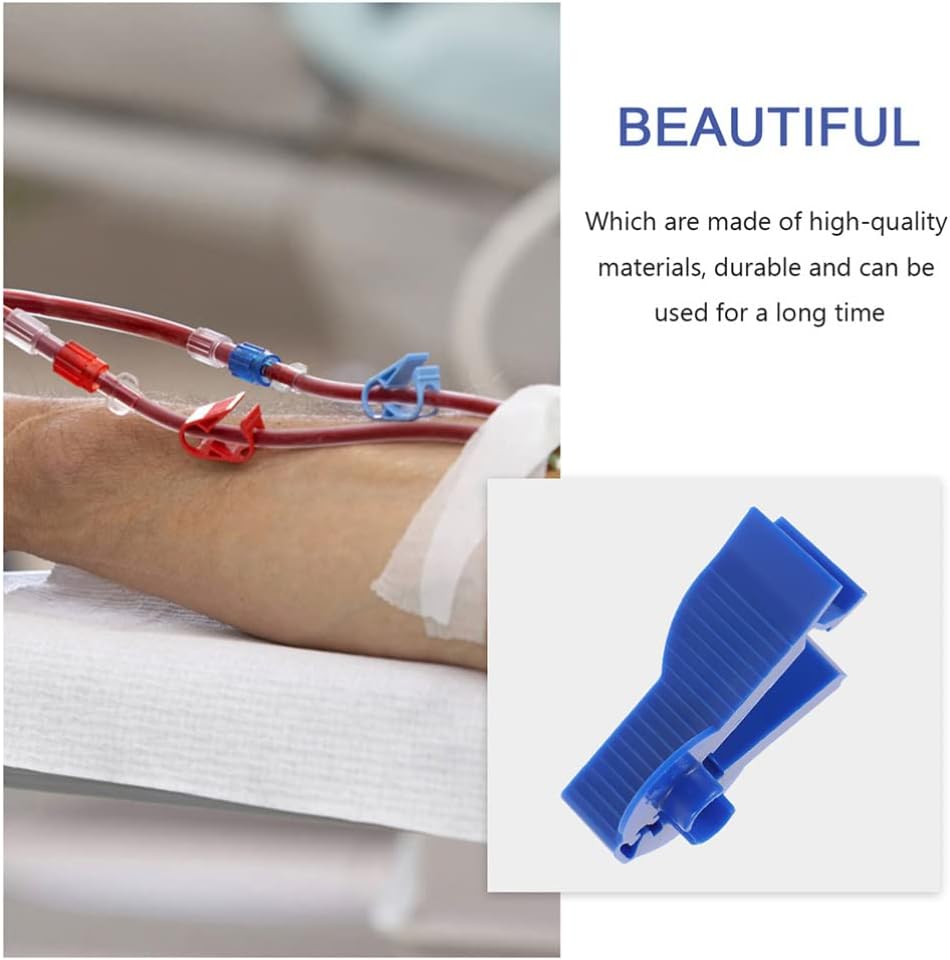 COHEALI 6pcs Dialysis Bag Clamp Catheter Tube Clamp Peritoneal Dialysis Fixator Tubing Closure Clip Foley Catheter Stabilization Device Blue