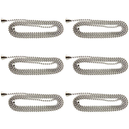 Image of Sunlite 40828-SU Beaded 36-Inch Length, Solid Nickel, Matching Connector and Bell Included, Replacement or Extension For Pull Chains, Cut to Size, For Ceiling Fans, Floor Lam, 6 Pack, Brass Finish