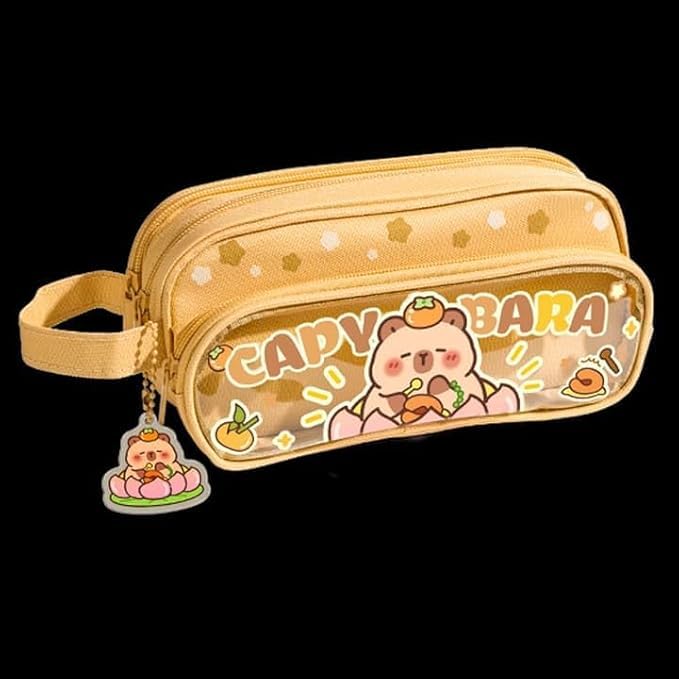 Image of Invite Multi-Functional Soft Pencil Case for Girls - Large Capacity Zipper Pouch with Multiple Compartments - Aesthetic Stationery Organizer for School, College & Office (Capybara)
