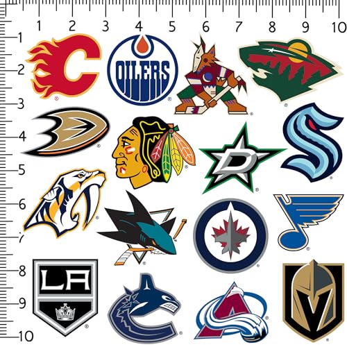 NHL Western Conference Hockey 50ct Vinyl Large Deluxe Stickers Variety Pack – Officially Licensed Team Logos – Laptop, Water Bottle, Scrapbooking, Tablet, Indoor/Outdoor