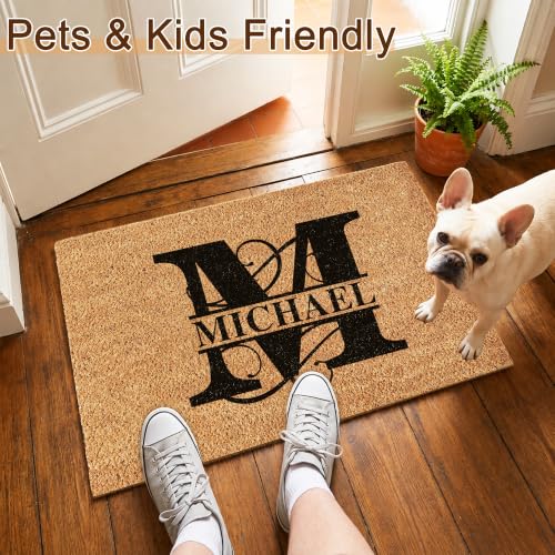 Fincekoom Personalized Natural Coco Coir Door Mat with Heavy Duty Backing Custom Non-Slip Front Door Welcome Mats for Outside Entrance or Porch Entry Housewarming Gift for Home Decor — view 4