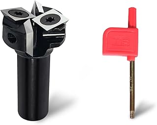 1/2'' Shank CNC Spoilboard Surfacing Router Bit Slab Flattening Bit with 1'' Cutting Dia, 2+2 Flutes Carbide Inserts Wood Planer Bit Planing Bit for Woodworking