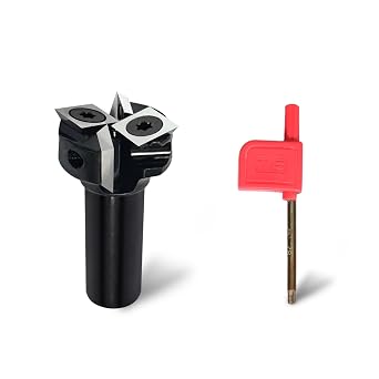 1/2'' Shank CNC Spoilboard Surfacing Router Bit with 1'' Cutting Dia, 2+2 Flutes Carbide Inserts Slab Flattening Bit Wood Planer Bit Planing Bit for Woodworking
