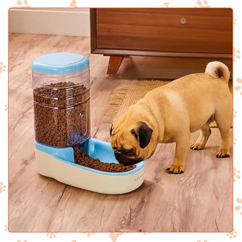 Image of Amazon Basics Automatic Gravity Food Feeder | Non-Toxic Plastic Material | 3.8 Liters | White | Pet Food Dispenser for Dogs, Cats, Puppies & Kittens, Large