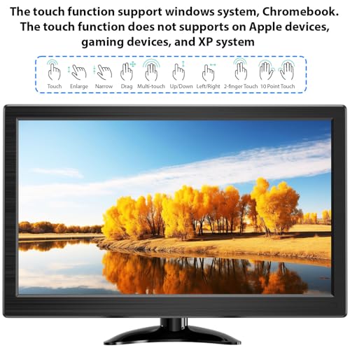 Image of Prechen 15.6 Inch Portable Touchscreen Monitor, IPS FHD 1080P Touch PC Display, 60Hz, LED Backlit Multi-Touch Monitor, VESA, HDMI & VGA & Type-B Computer Touch Screen for Laptop Mini PC Phone