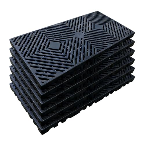 6 Pcs Plastic Pallets 23.6 x 11.8 x 1.18 Inch Lightweight Moisture-Proof Waterproof Floor Pallet with Breathable Grid Ventilation - Multi-Purpose Storage Pad for Garages Kitchen Basement Attic