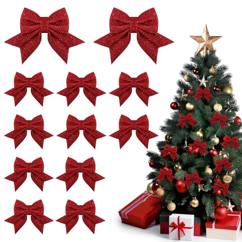 12 Stück Weihnachtsschleifen, Adventskranz Deko Rot Schleife,...