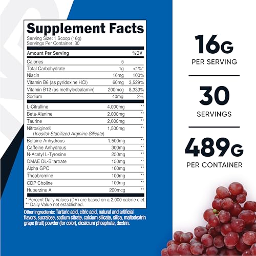 Image of Nutricost Pre-X Extreme Pre-Workout Powder Complex (Grape) 30 Servings