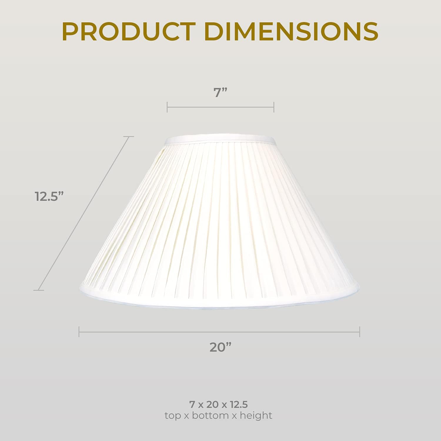 Royal Designs "Coolie Empire Side Pleat Basic Lamp Shade, White, 7"" x 20"" x 12.5""" (BS-727-20WH)