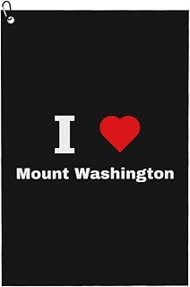 I Love Mount Washington Golf Towel with Carabiner Clip for Golf Bag 24" X 16" Golf Towels Waffle Funny Pattern Golf Accessories