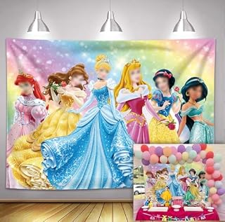 Princess Backdrop Girl 1st Birthday Photography Background Colorful Rainbow Princess Party Decoration Baby Shower 5x3ft
