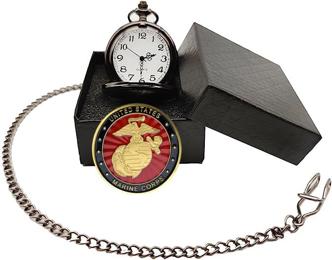 Image of Gifts for Veterans,Pocket Watch for Veterans with Military ChanllengCoin,Best Veterans Day Gifts