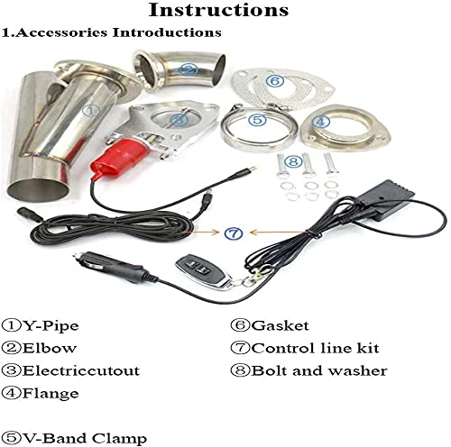 Baceyong Kit Scarico Catback Universale Con Valvola Elettrica E Telecomando - Tubo 63mm (2.5") In Acciaio Inox, Aumento Potenza 10-20 CV