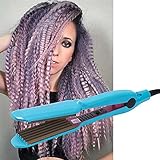 Corrugated Iron Crimped Hair Waving Iron Electric Hair Crimper Curler Irons Beauty Styling Tools Dry & Wet Use with Temperature Control (Blue)