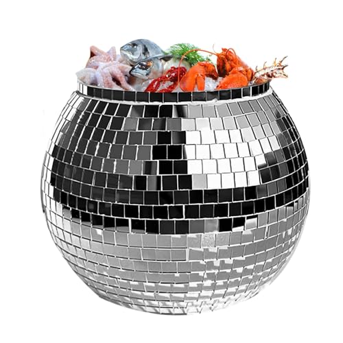 Disco Ball Ice Bucket Beverage Tubs Disco Ball Bowl Vase Cup Drink Bucket for Parties,Large Retro Drink Bucket | Disco Beverage Tubs Disco Bowl Vase Cup Drink Bucket Ice Barrel Double Insulated