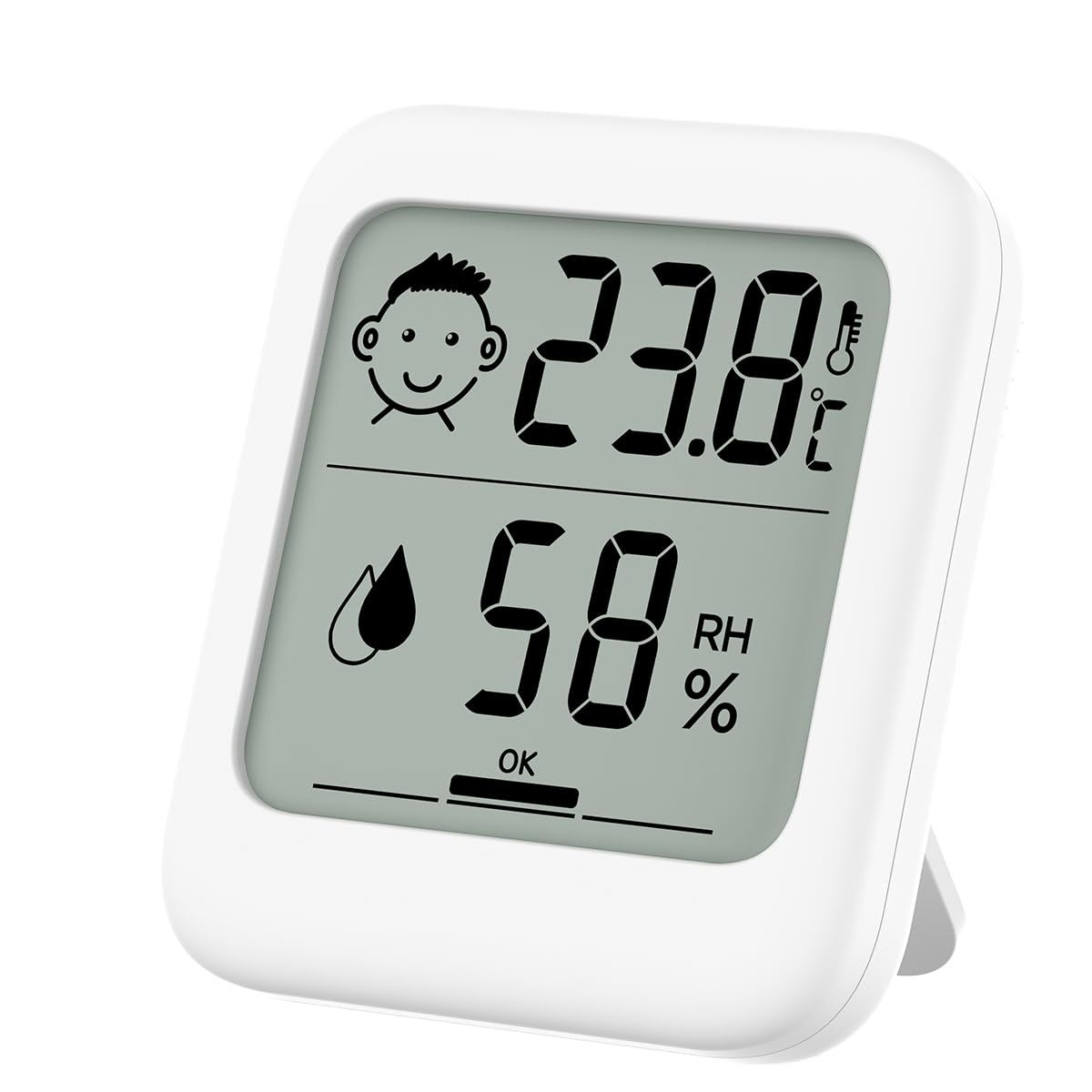 Small Digital Hygrometer Indoor Thermometer Ambient Thermometer AAA Batteries Temperature Monitor and Humidity Meter for Home Office Comfort Reptile Thermometer (1 Pack Large Icon AAA Battery Powered)