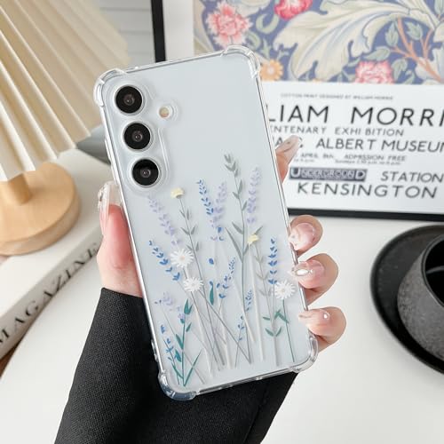 ZTOFERA Case for Samsung Galaxy A35 5G, Transparent Clear Soft TPU Case with Flower Pattern, Ultra Slim Anti-scratch Silicone Gel Protective Bumper Cover for Samsung A35 - Lavender