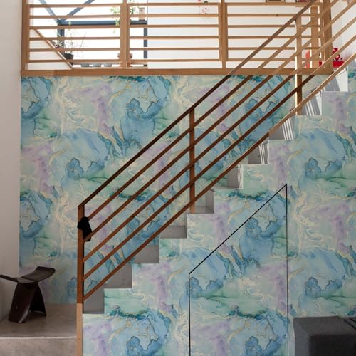 Watercolor Blue Gold Marble Peel and Stick Wallpaper Self Adhesive Removable Wall Paper Renter Friendly Contact Paper for Bedroom Bathroom Shelf Liner 17.71"X118.1" by MAGAFA - Used condition - Image 6