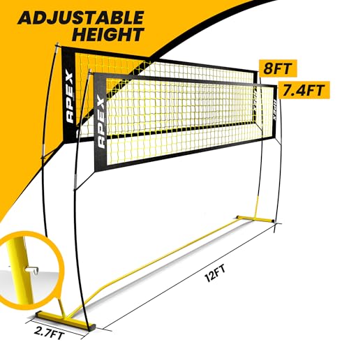 image for Apex Sports Volleyball Net Training – 12' Wide, Portable Adjustable 