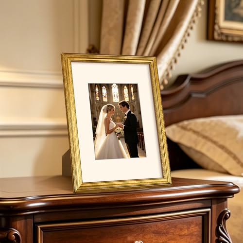 Image of upsimples 9x12 Picture Frame, Vintage Frames Decor, 1Pack Gold | Fit 6x8 and 9 x 12 Photo, Wall or Tabletop Display, Antique-style Decoration, Rustic Farmhouse Decor, For Weddings