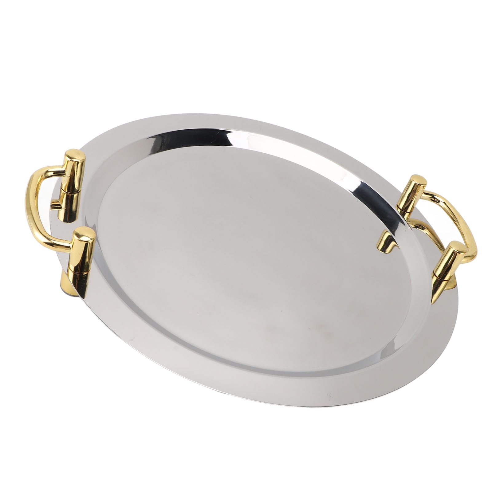 Cocoarm Bandeja para Servir de Acero Inoxidable Platos de Cena de Acero Inoxidable 304 Superficie de Espejo con Asa de Transporte Dorada Borde Resbaladizo para Servicio de Mesa de Restaurante Buffet