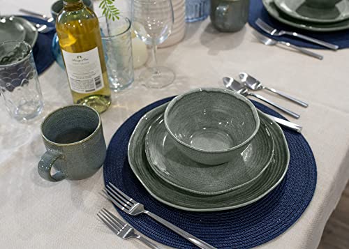 Elanze Designs 16-Piece Reactive Glaze Ceramic Stoneware Dinnerware - Service For 4, Ocean Teal Blue #TOP5