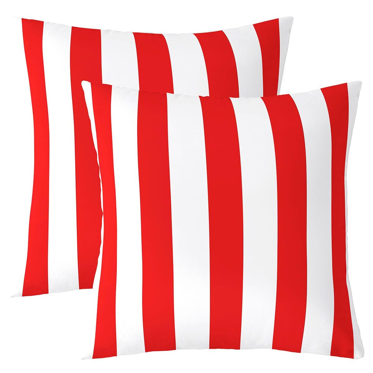 Homewish Red White Striped Set of 2 Decorative Cushion Covers 50 x 50 cm — image 1