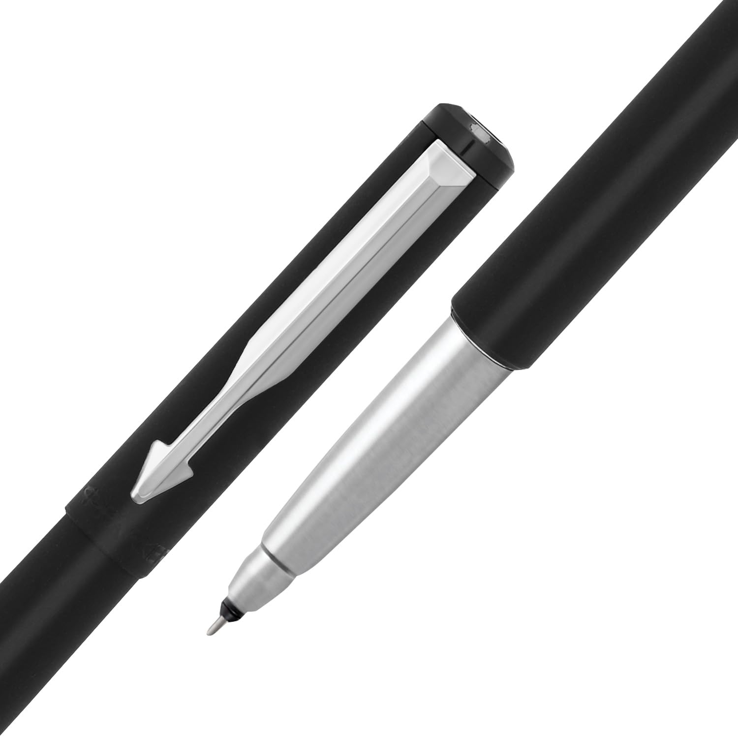 Parker Vector Matte Black Chrome Trim| Roller Ball Pen| Ink Color
