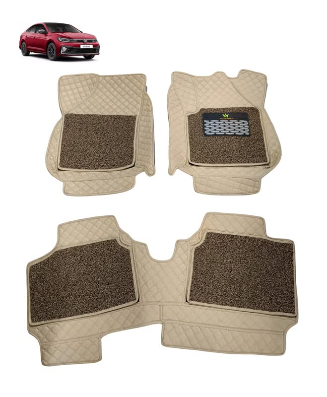 AUTO MINE 7D Luxury Car Foot Mat Compatible for Virtus 7Layer