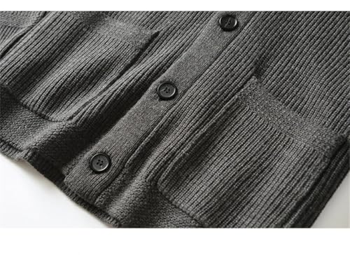 Men's Shawl Collar Cardigan Sweater Slim Cable Knit Button Merino Wool Sweater3