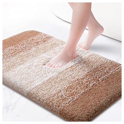 KMAT Bathroom Rugs Bath Mat 20x32 In,Luxury Soft Shaggy Microfiber Shower Rug, Machine Washable Throw Rugs Non Slip Absorbent Plush Floor Mats Runner Carpet for Bath Tub Shower Bathroom,Gradient Khaki