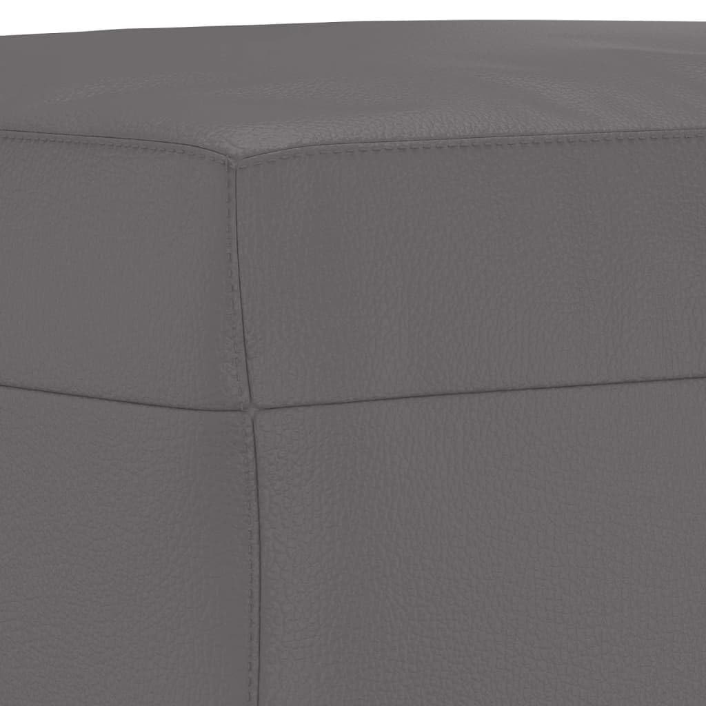 Juego de 3 sofás de piel sintética gris con 2 sofás de dos plazas, reposapiés y cojines, conjunto de tapicería estable para salón, cómodo sofá con reposabrazos y respaldo