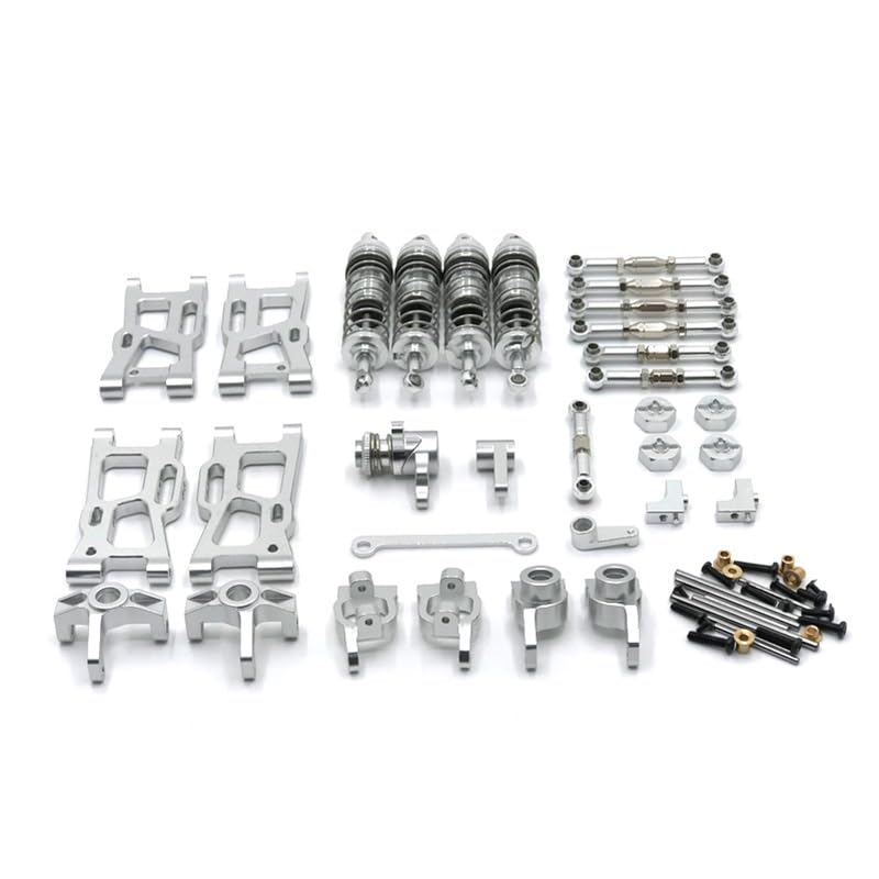 Ulepsz metalowy amortyzator wahacza kierownicy 11 paczek dla Pasuje do wltoys 144010 144002 144010 124017 124019 RC części samochodowe(Silver)