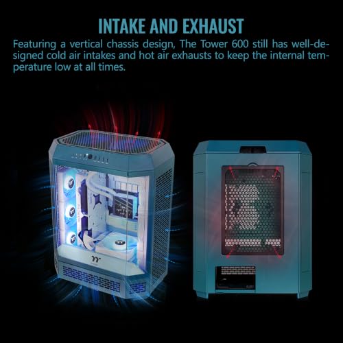 Image of Thermaltake Tower 600 Mid Tower; 2x140mm CT Fans Included; 420mm Radiator Support; 400mm GPU Clearance; Hidden Connector Support; Rotatable PCIe Slots; Transformative Teal; CA-1Z1-00MTWN-00