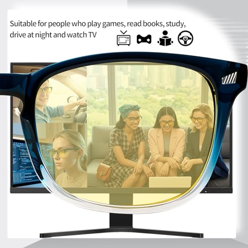 Image of Polarized Sunglasses for Women Men Night Vision Glasses Anti Glare | Yellow Anti Glare UV400 Lens, Lightweight Square Frame, for Day Night Use, Driving, Fishing, Cycling, Traveling