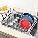 SANNO Large Expandable Dish Drying Rack Dish Rack Drainer with Stainless Steel Utensil Holder Over The Sink Dish Drainer Dish Rack in Sink On Counter