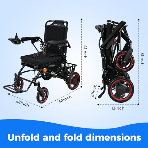 Image of Electric Wheelchair for Adults, 500W Motor All-Terrain Foldable Power Motorized Wheelchairs, Wheelchair with 20 Miles Long Range Lithium Battery