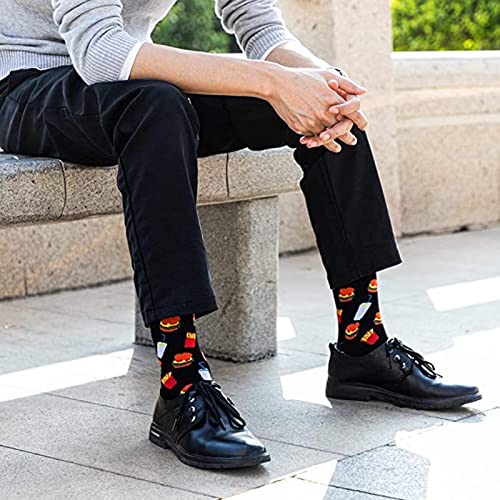 HSELL Mens Fun Food Dress Socks Funny Foodie Sushi Cheese Taco Burritos Patterned Crazy Design Crew Socks Novelty Gift for Men Women Unisex Cotton Sock Sox (12 Pairs Food Assorted)