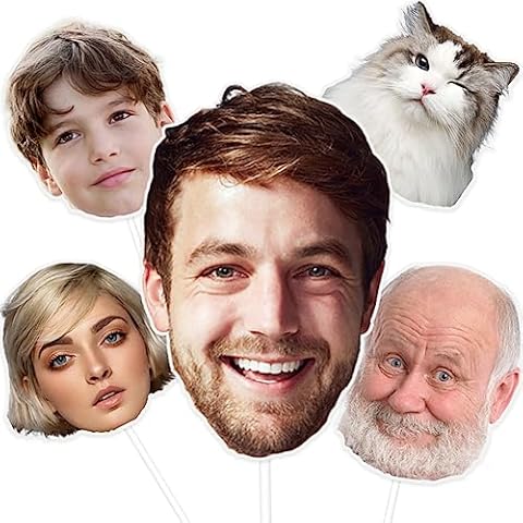 Aolun Face Cutouts on a Stick Custom Photo Face Masks DIY Self Assembly Kit For Hen, stag, party, Ready To Wear Cover