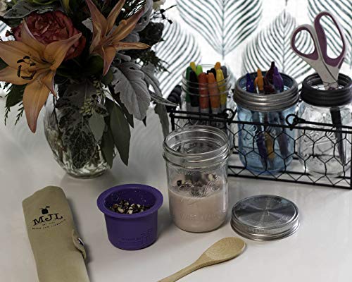 Divider Cup By Mason Jar Lifestyle - For Salads, Dips, And Snacks. Plastic Free Bento Lunch Container(Bright Blue, Wide Mouth) #TOP5