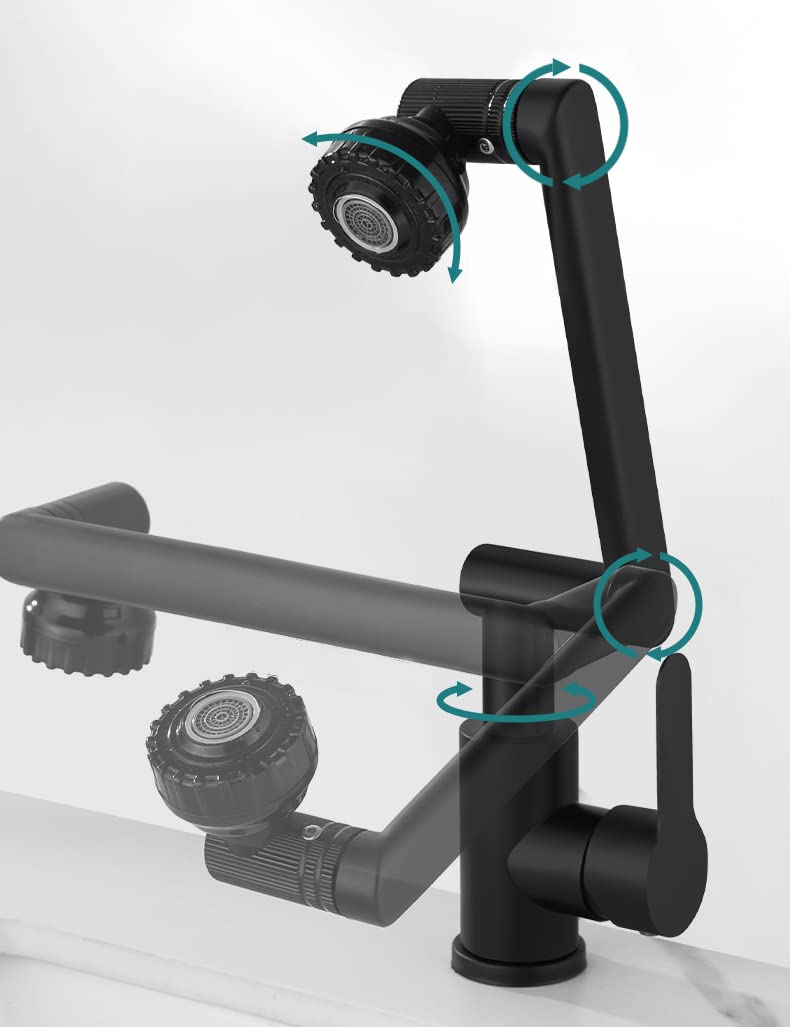 PilotageFaucet Adjustable angle Multiple outlet mode faucet Kitchen faucet Bathroom faucet Outdoor faucet Multi-purpose rust-proof faucet Adjustable angle(Black)