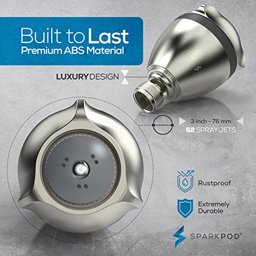 SparkPod High Pressure Shower Head, 3 Inch Fixed Showerhead, Brushed Nickel - image 7
