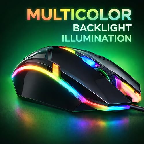 Image of Ant Globe 12 Wired Optical Gaming Mouse - 2400 DPI High-Precision Sensor, Multicolour RGB Backlight, 4 Responsive Buttons, Ergonomic Lightweight Design for PC, Mac, Laptop & Desktop (Black)