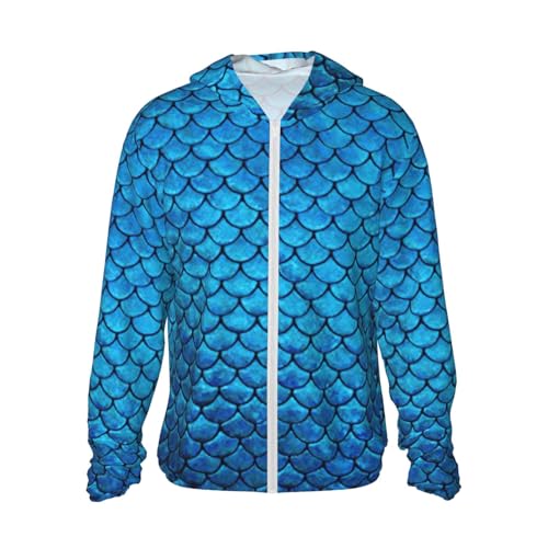 Sweat anti-UV léger zippé à motif écailles de poisson pour randonnée