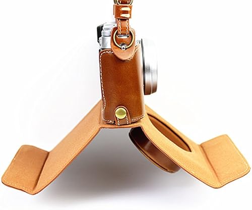 Vista 3 de Funda X100, hecha a mano de piel sintética para cámara de cuerpo completo para Fujifilm Fuji X100 X100S X100T versión de apertura inferior + correa
