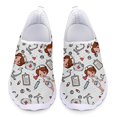 Showudesigns Deportivos Enfermera Zapatos Sanitarios Mujer Zapatillas de Running para Mujeres Blanche Sneakers Malla Transpirable Zapatos Deportivas para Correr Fitness Atlético Caminar Cover