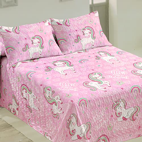Dalina Textil - Colcha Cama Infantil 90cm Moderna - Colcha Bouti Fina para Verano Privamera,Cubre Cama Multiusos Entretiempo 180x260cm Urnicornios