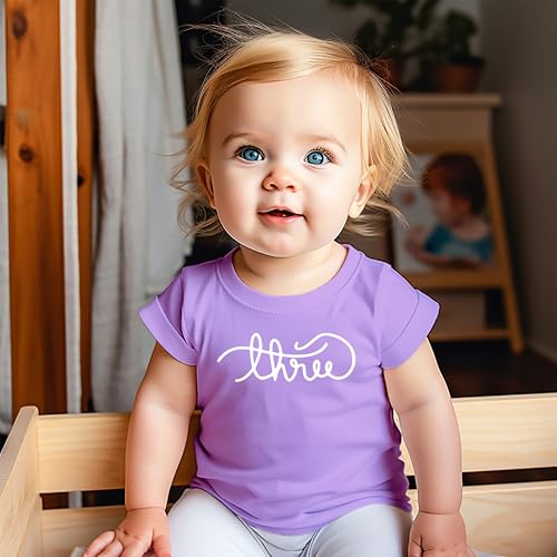 Olive Loves Girls Cursive Three Shirt for Toddler Girls 3rd Birthday Outfit2