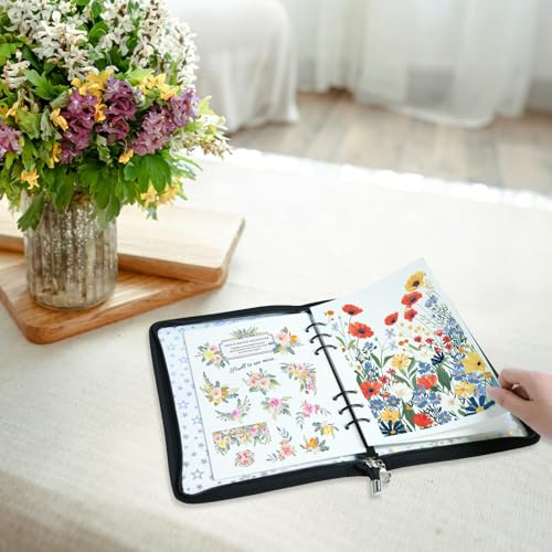 Álbum organizador para stickers A5 con 140 bolsillos, binder con pinzas y espátula, 20 hojas reutilizables, negro miniatura 6